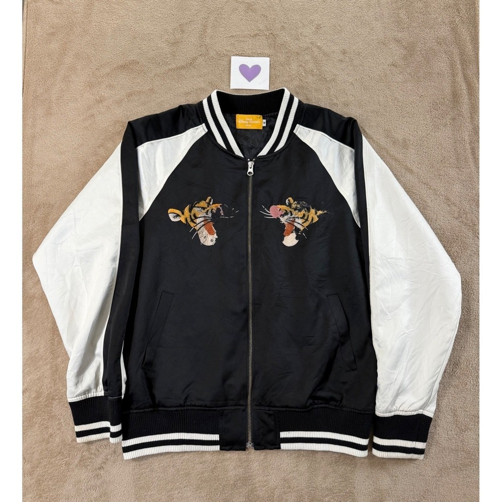 Tokyo Disney Resort Tigger Skajan Bomber Jacket Mens M Black Embroidered Fair